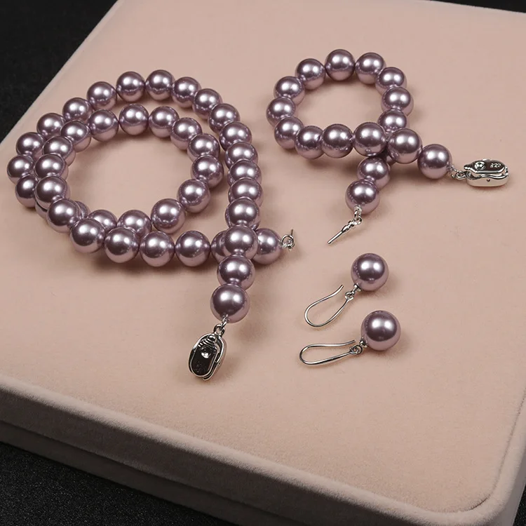 European and American Elegant Natural Pearl Jewelry Necklace Set Mother Luxury Gift 3 Piece Jewelry Set