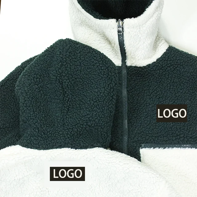 2024 Custom Logo Zip Up Solid Color Windbreaker Thick Coat Polar Reversible  Sherpa Fleece Jacket Men Sherpa Jacket Ninja