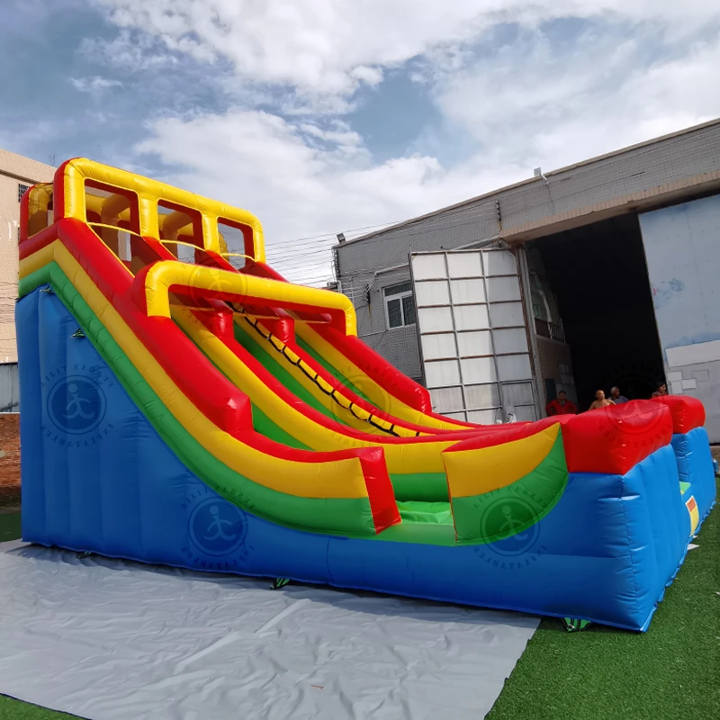 2023 Factory Wholesale Kids Amusement Park Equipment Inflatable Water Slides Three Lane Wet Slide For Sale