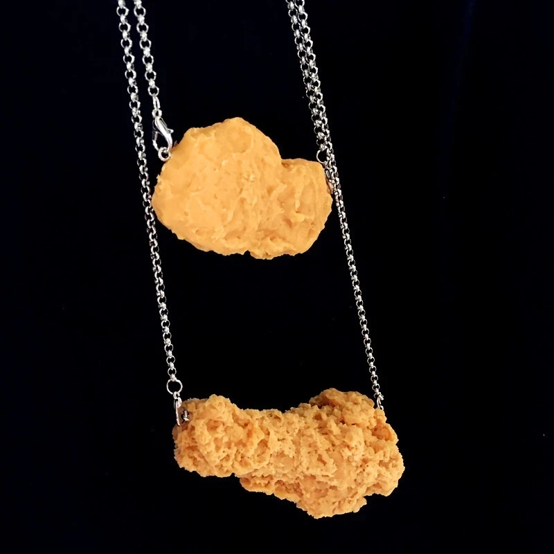 New Arrival Simulation Food Necklace Fried Chicken Leg Chicken Wings Resin Necklace Barbecue Resin Necklaces for Women and Girls