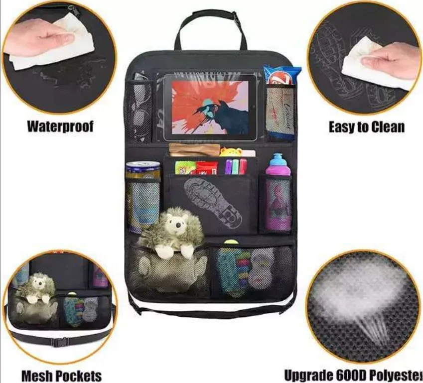 2022 new Car Seat Back Protectors Car Backseat Organizer car organizers with Touch Screen Tablet Holder