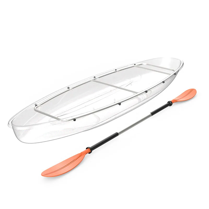 New design small plastic transparent double rowing boats crystal canoe/kayak clear bottom kayak with paddle