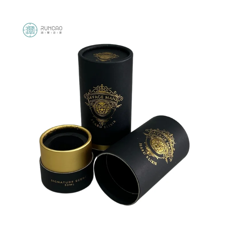 Custom Essential Oil Brand Design Craft Paper Packaging Tube for Tea Light Candle Cylindrical Jar Gift Box for Cosmetics