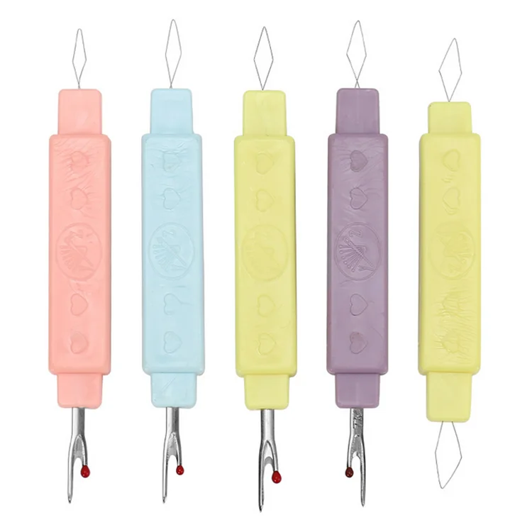 New 2IN1 Plastic Sewing Threading Machine Unstitching & Cross-Stitch Picking Tool Seam Ripper Needle Threader