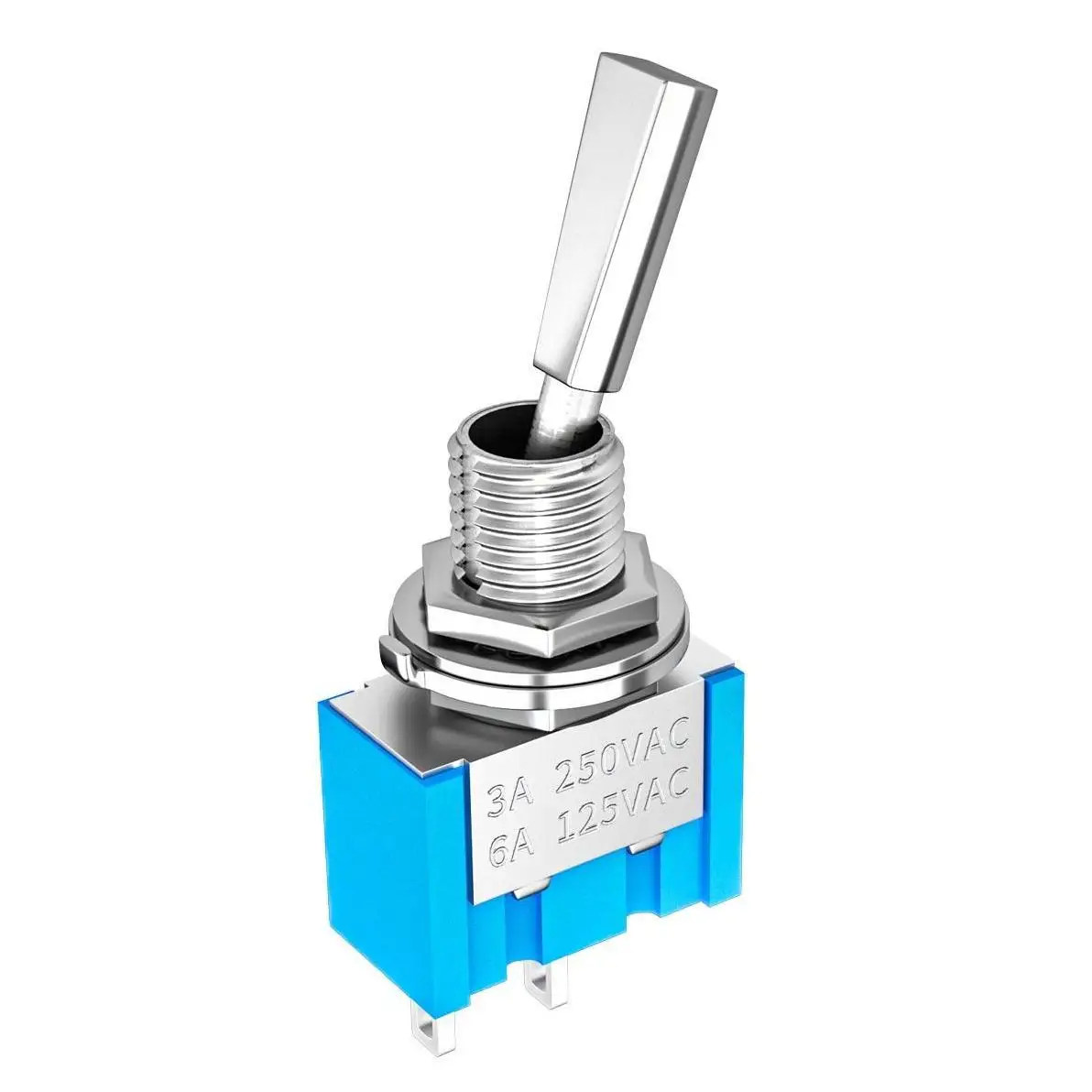 6A 125VAC 3A 250VAC ON OFF Toggle Switch Metal 2 Pin Flat Handle Toggle Switch Miniature Toggle Switch With 2 Solder Terminals