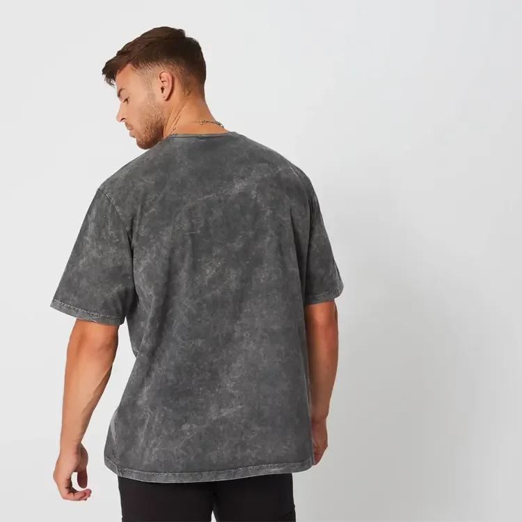 Sunton Garment Blank Mens Acid Wash T-Shirt hip hop Oversized T shirt custom logo Stone wash Tshirt 100% Cotton