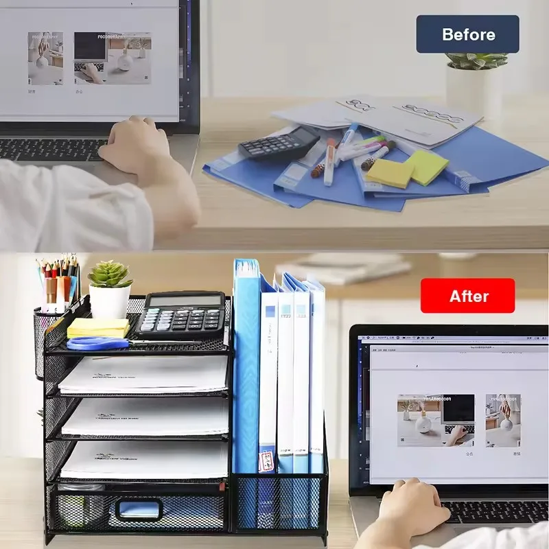 New Product Factory Supplier Mesh Desk Organizer Desk File Organizer Metal Desk Organizer Metal Office Set