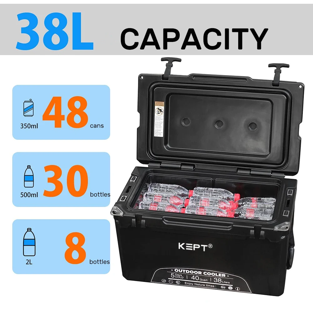 Wholesale 40QT Insulated Rotomolded Hand Carry Plastic Ice Cooler Box for Fishing Rotomolded Cooler
