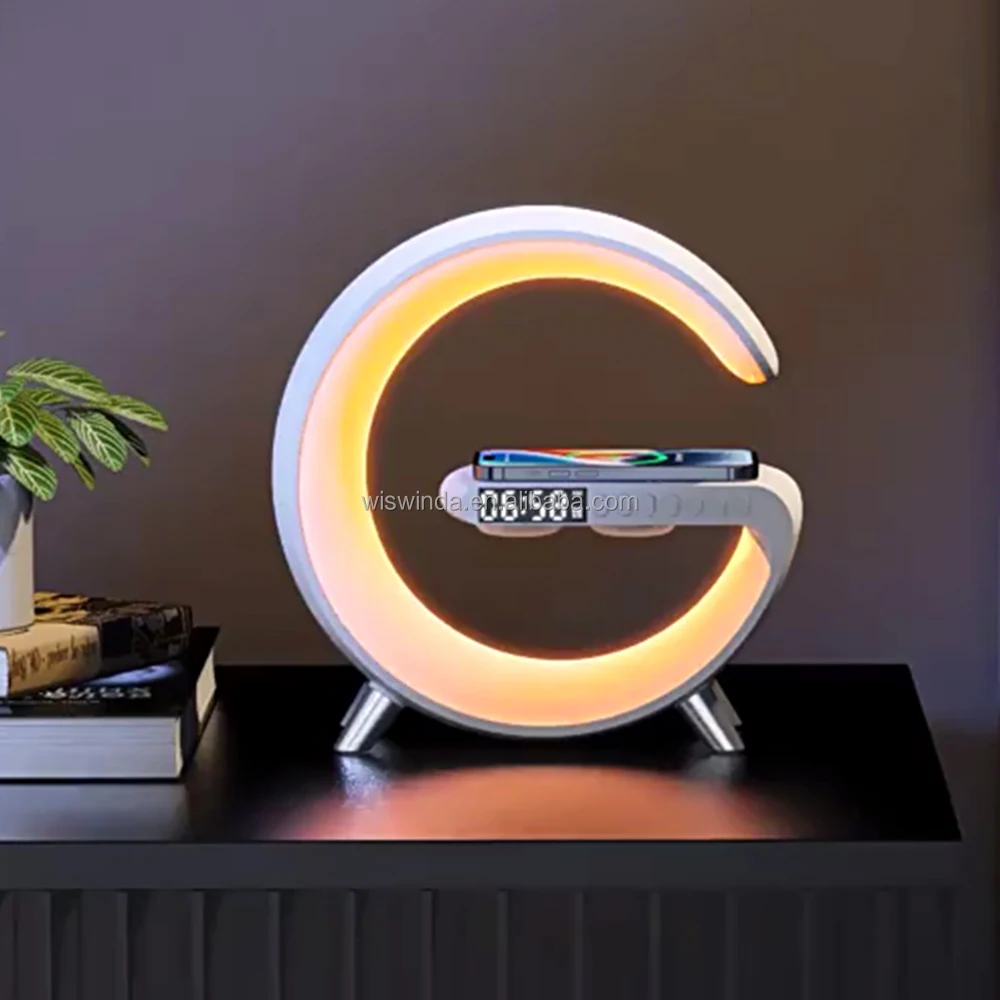 App Control Smart Light Fast Wireless Charger Night Lamp With Wireless Speaker AM PM Digital Clock with Dual Alarms
