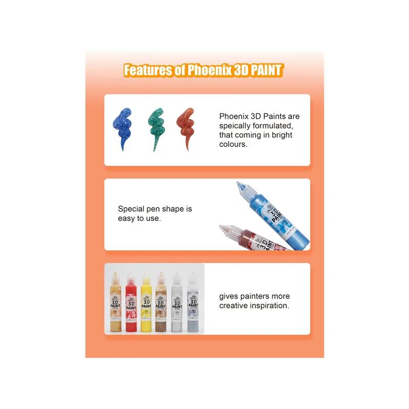 Educational toys Acrylic colors Art and Habby CE/AP/EN71 Kids Stationery art set Glitter 3D Acrylic Paint