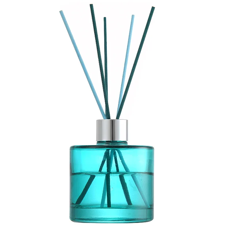 Professional manufacturer luxury essential oil fragrance reed round reed glass diffuser bottle with lid