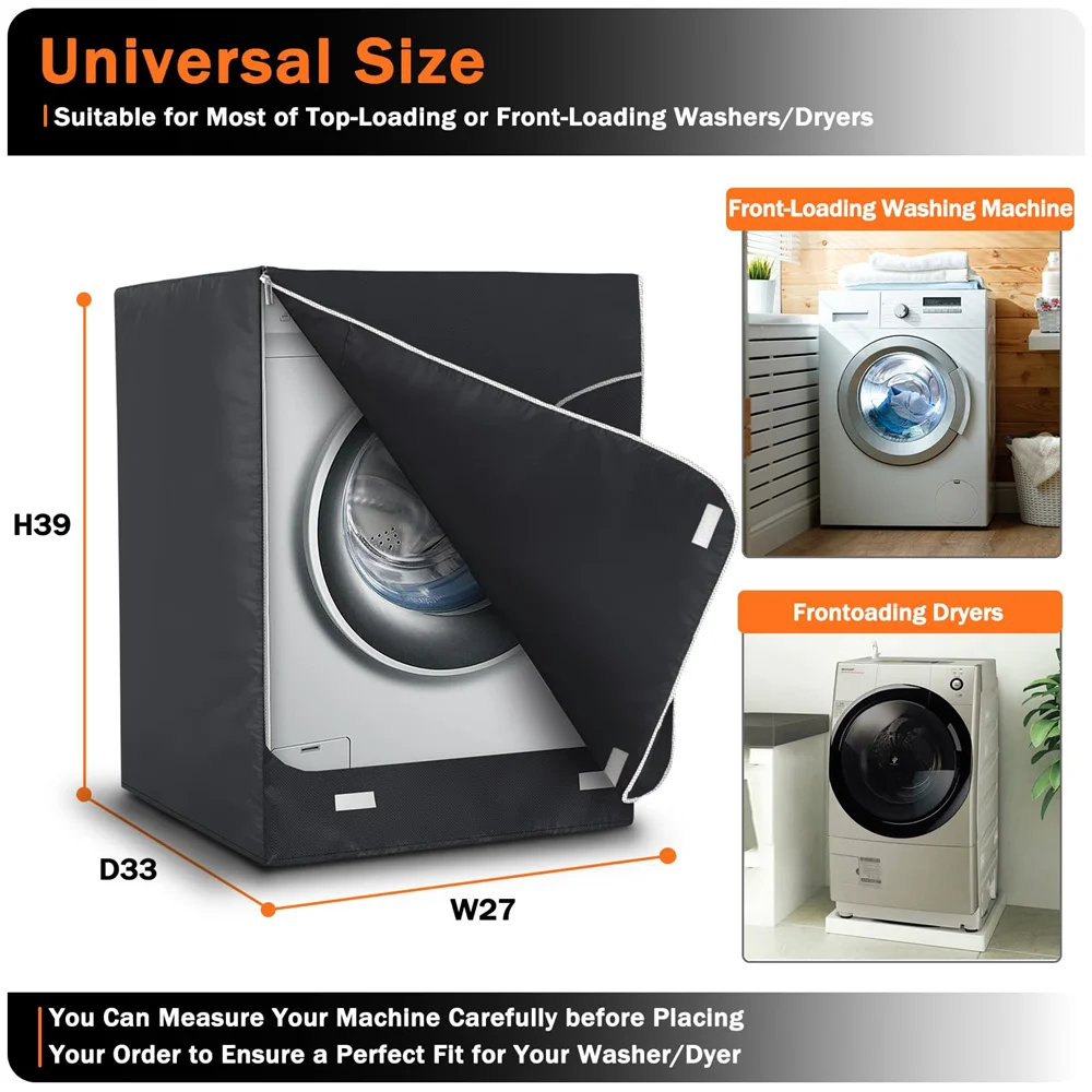 BEELAND Black Heavy Duty Oxford Washer Covers Dustproof And Anti-Uv Top Load Waterproof Washing Machine Cover