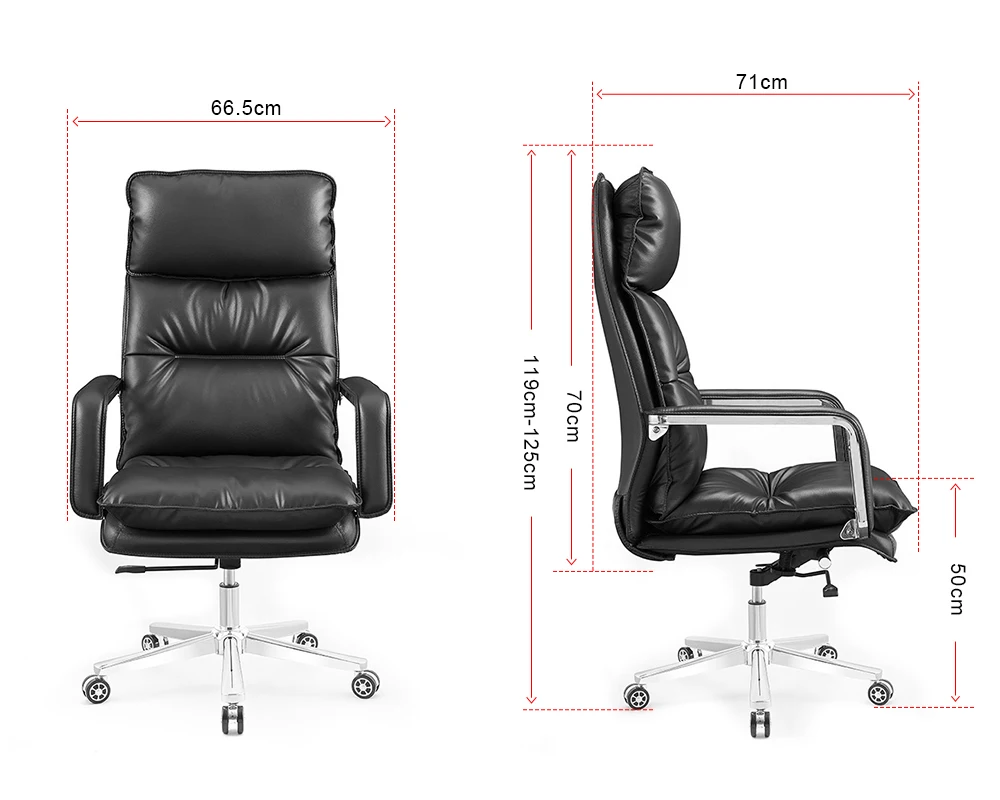 Luxury High Back Ergonomic High quality executive metal frame office desk and chair set PU leather office padded chair