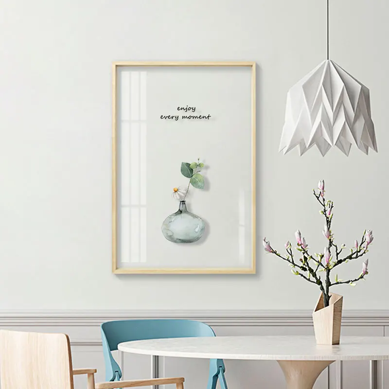 hand wood frames painted acrylic wall art botanical prints green leaf decorative painting for living room