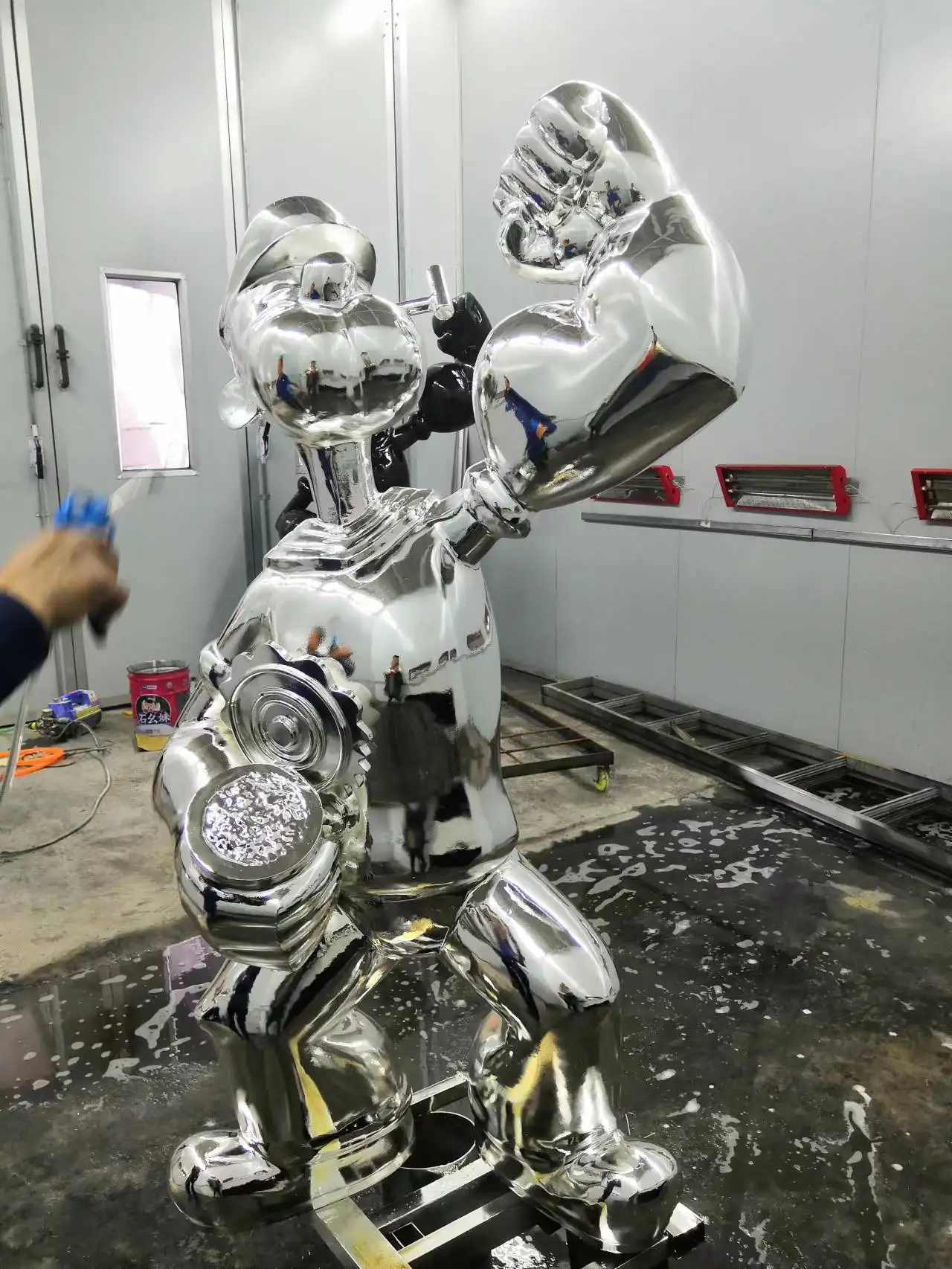 Современный домашний декор металлическая статуя попью в натуральную величину из нержавеющей стали