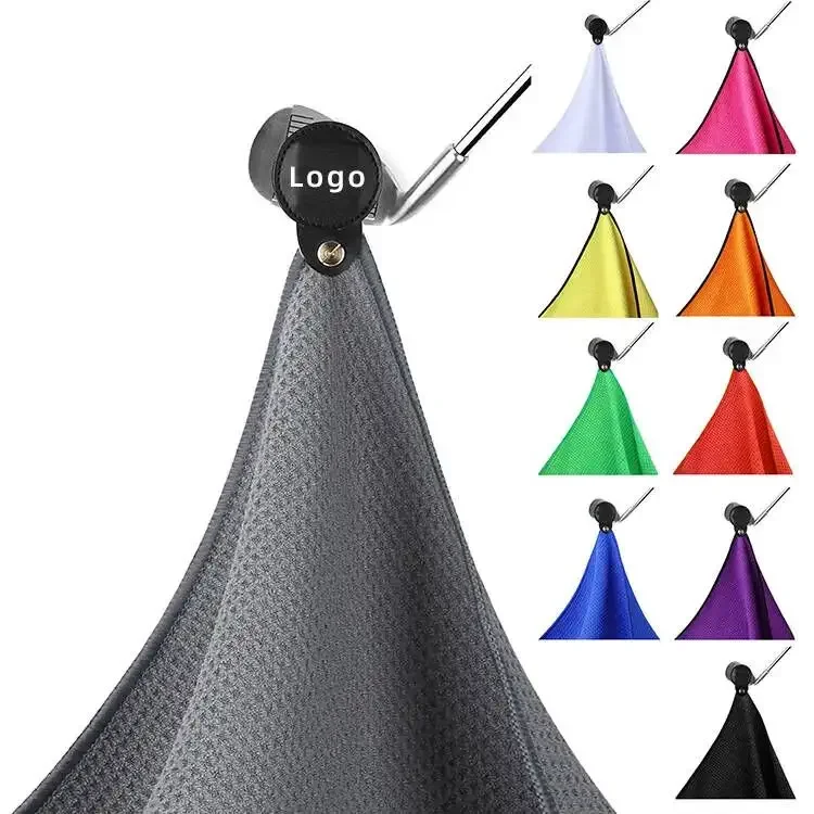 Custom Logo Microfiber Fabric Waffle Pattern Magnet Golf Club Cleaner Colorful Magnetic Golf Towel
