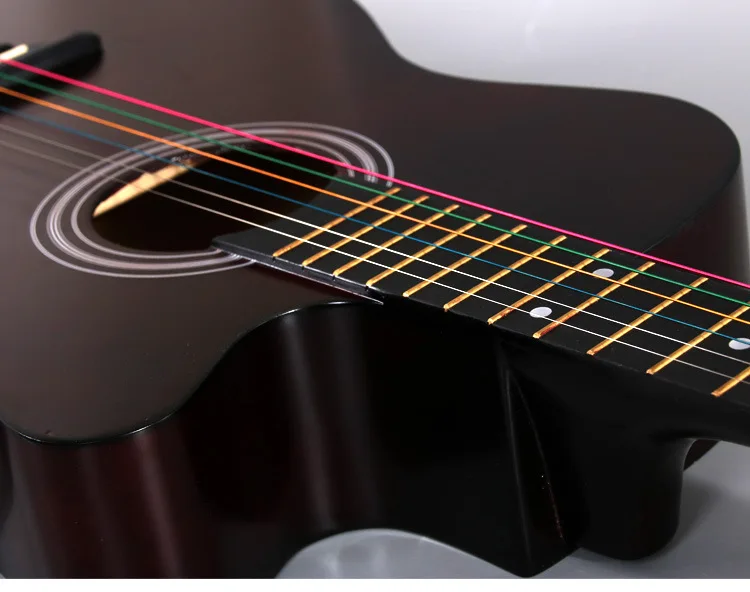 Hot Sale 38 inch Acoustic Guitar Popular Colored Handmade Basswood Acoustic Guitar for student kids