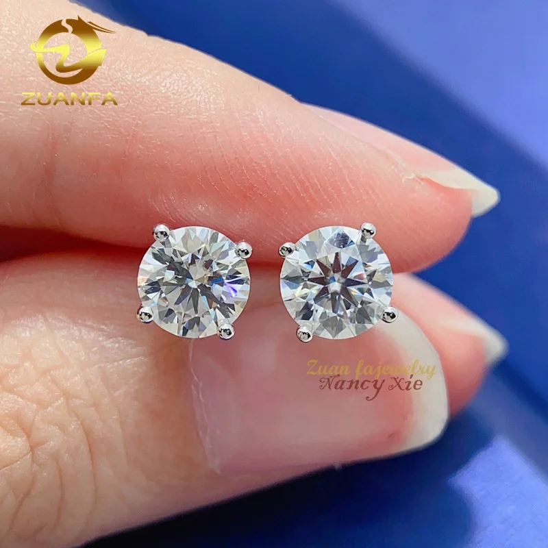 Роскошные недорогие винтовые серьги-гвоздики в стиле хип-хоп VVS Moissanite S925 серебро 10K