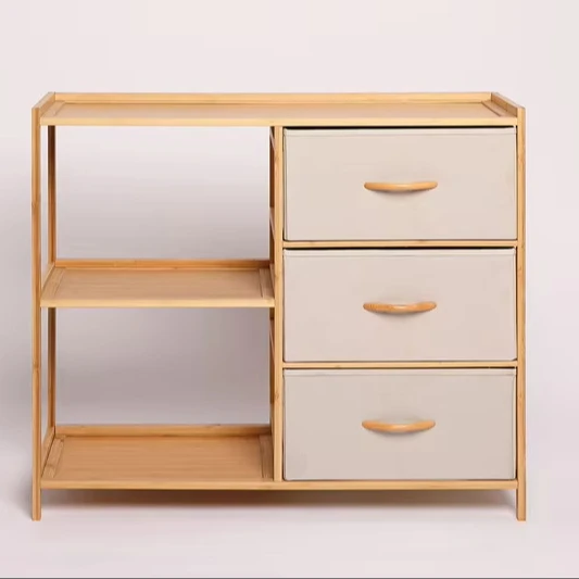 high-quality natural greenBamboo 3 Drawer Chest with 3 shelves useful widely applied in home,office,bedroom,livingroom