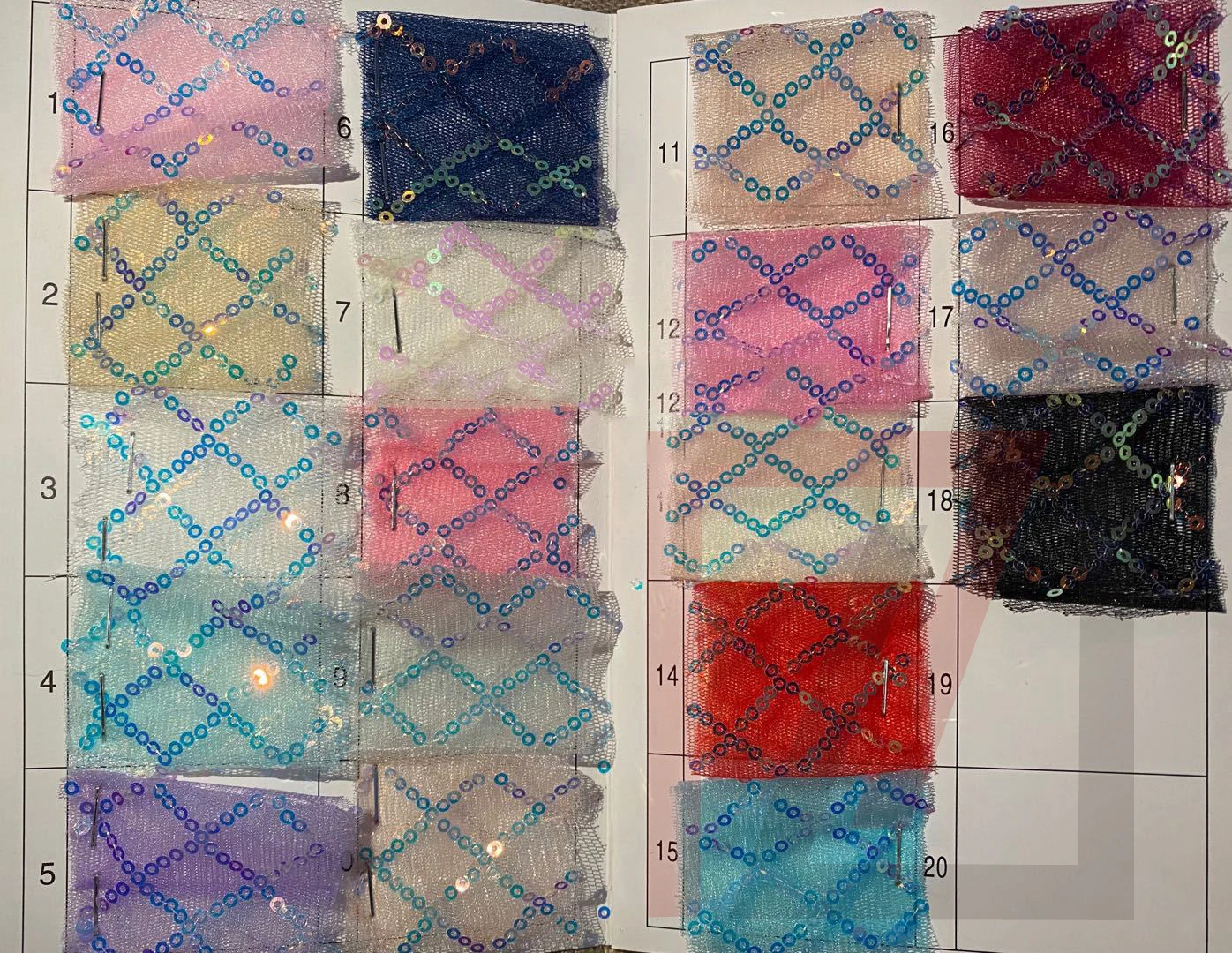 Wholesale Bridal Gown Wedding Party Dress Cloth 3mm Iridescent Sequin Plaid Tulle Lace Crochet Fishnet Fabric