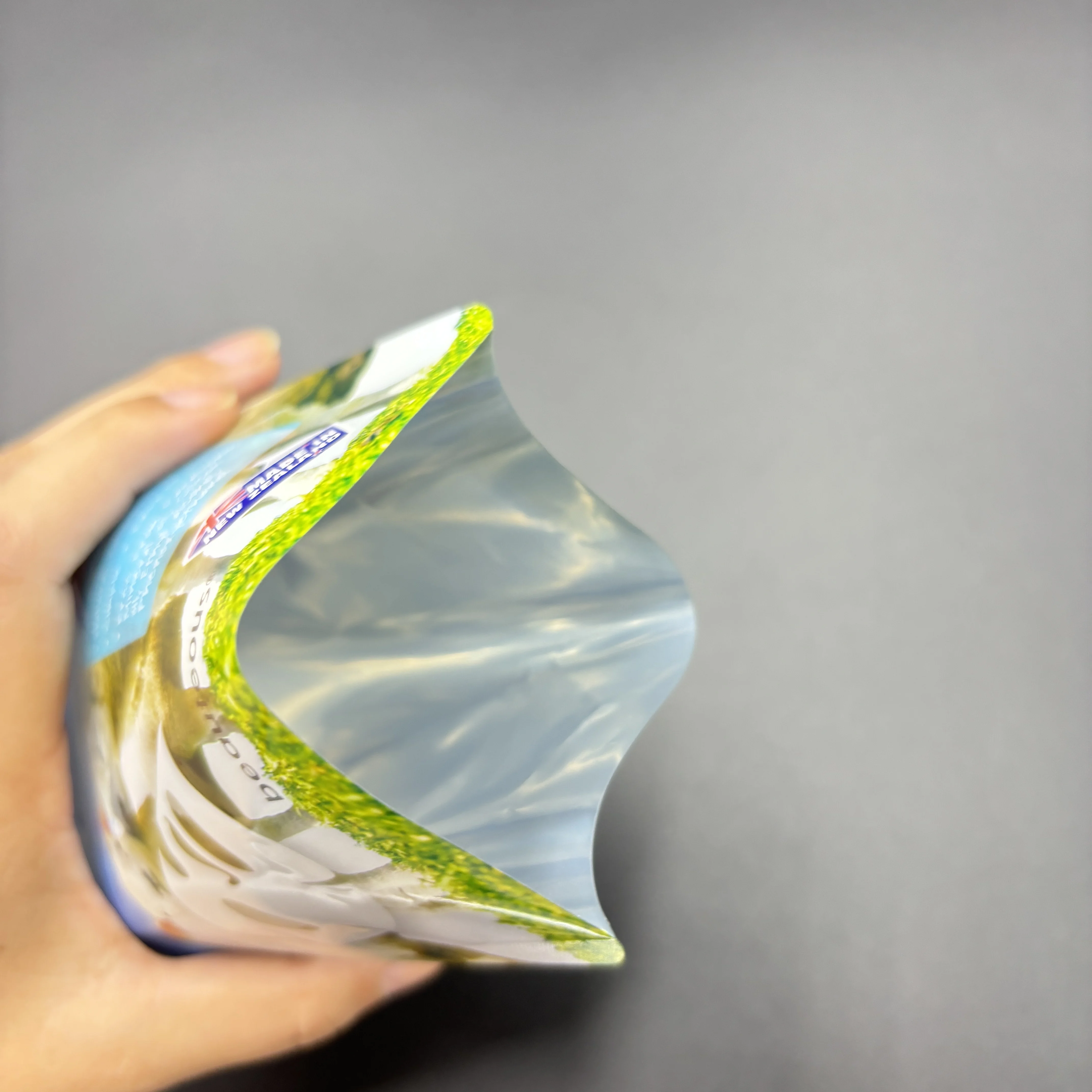 Custom three side seal glossy finished  printing packaging 20g cotton face mask pouch bag bottom open