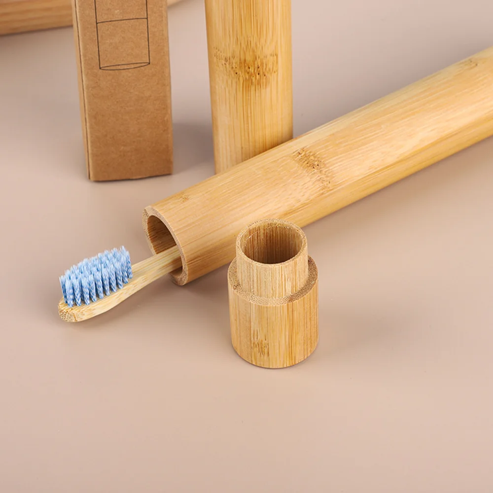 Eco Friendly Travel Wood Reusable Biodegradable Hotel Bamboo Toothbrush with Bamboo Holder