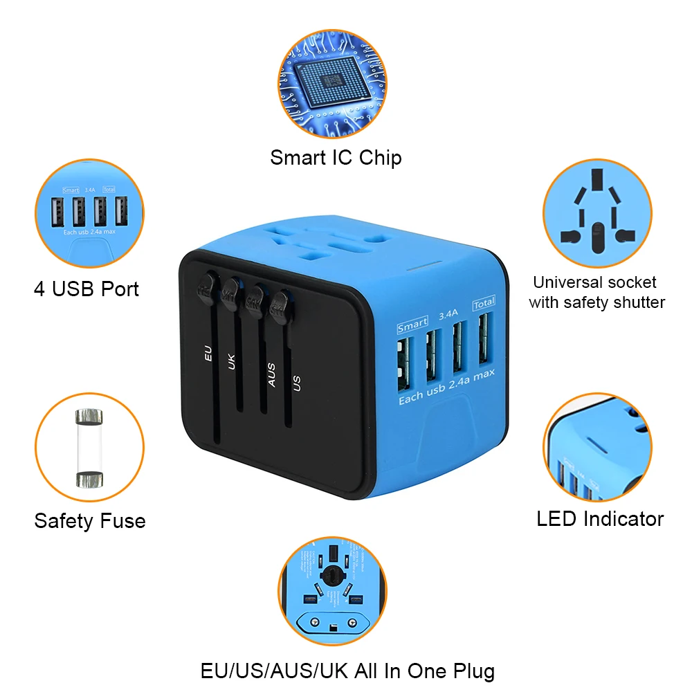 consumer electronic 2021 wholesale 4 usb travel adapter mobile accessories Top selling products