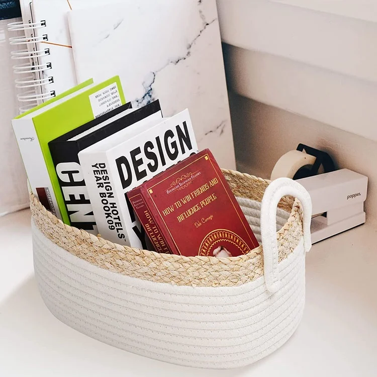 Home Wholesale Customized Decorative Cotton Rope Woven Baby Nursery Baskets for Clothes