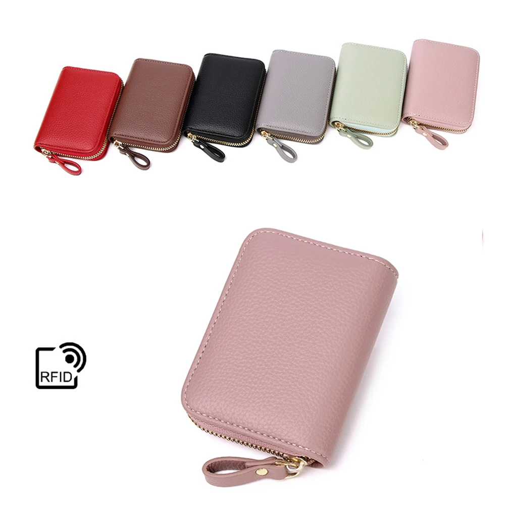 Large Capacity RFID Blocking Credit Card Holder Zipper Wallet for Men and Women, Card holder Coin Purse Leather Wallet