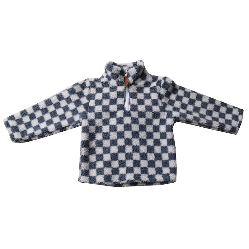 Wholesale Polar Fleece Thick Fabric Baby Girl Zipper Jacket Western Print Winter Fall Long Sleeve Kids Sherpa Tops