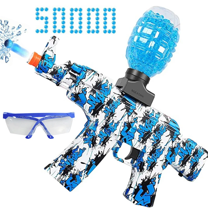 2022 New Ak47 Water Gel Beads Blaster Rifle Outdoor Toys Gel Water Ball Gun Bullet Gel Gun Blaster Electric Splatrball Toy Guns