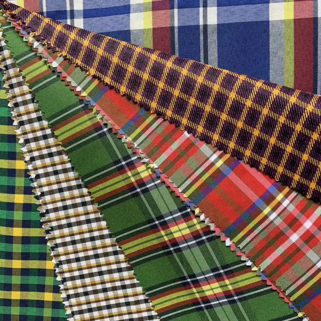 100%polyester yarn dyed check fabric for shirt and lining
