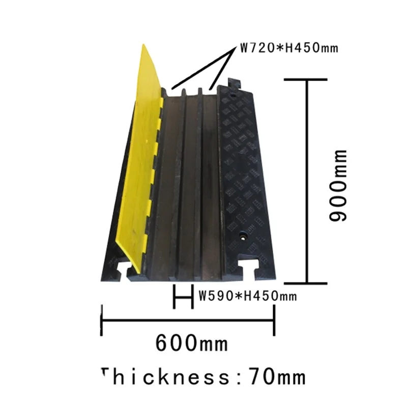 Road Driveway Curb Ramp Cable Hose Protector 45 corner 3 channels Cable Protector