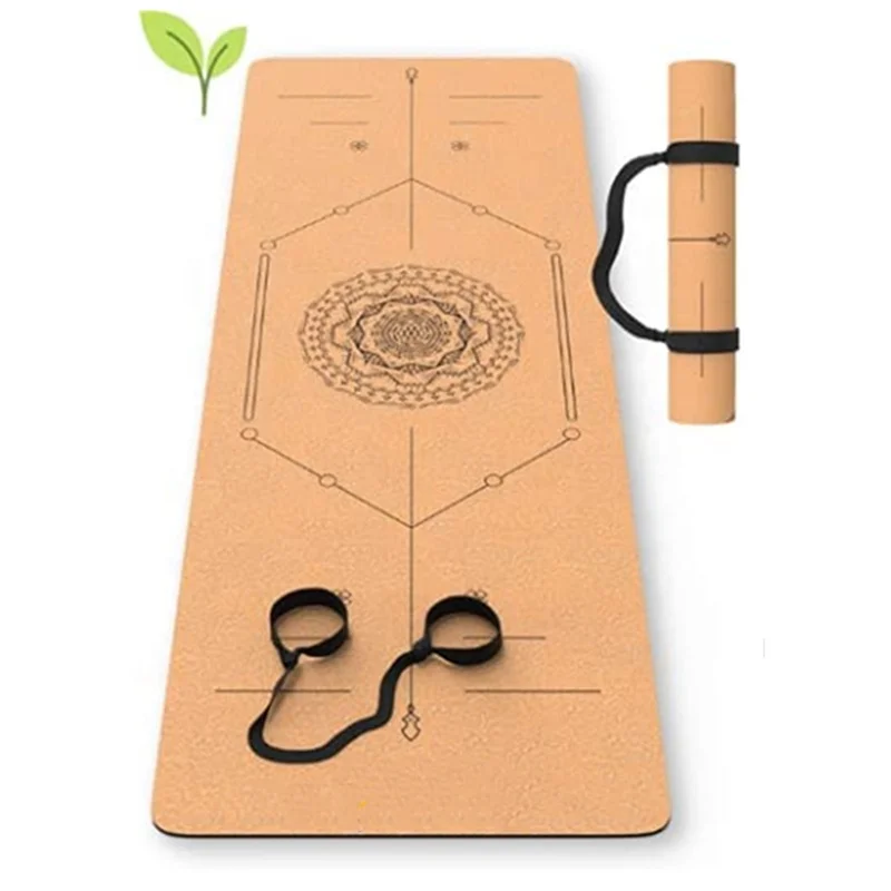 Custom Print Logo 100% Natural Rubber Cork Yoga Mats Extra Thick Eco Foldable Tpe