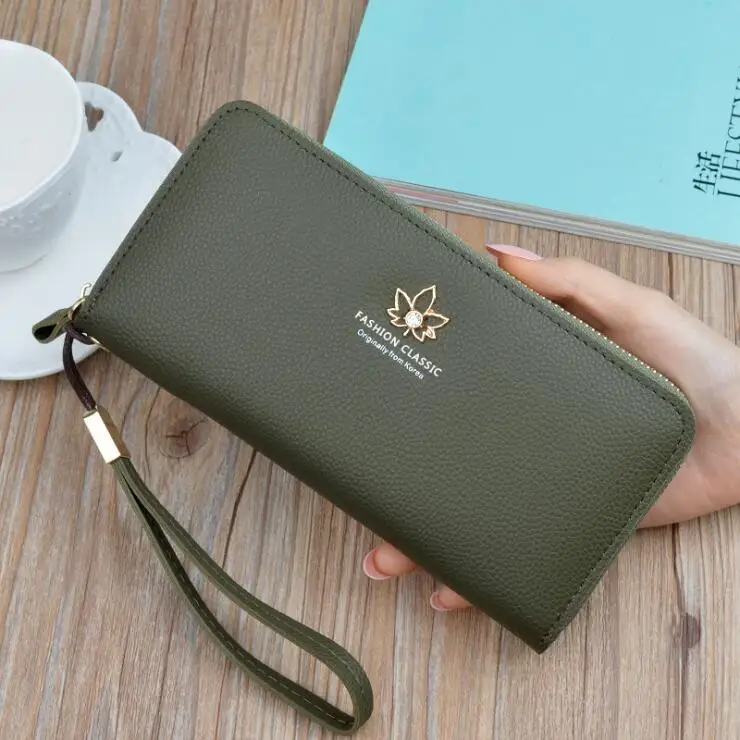 2022 Hot sale fashion new product design leather women elegant long purse wholesale ladies wallets