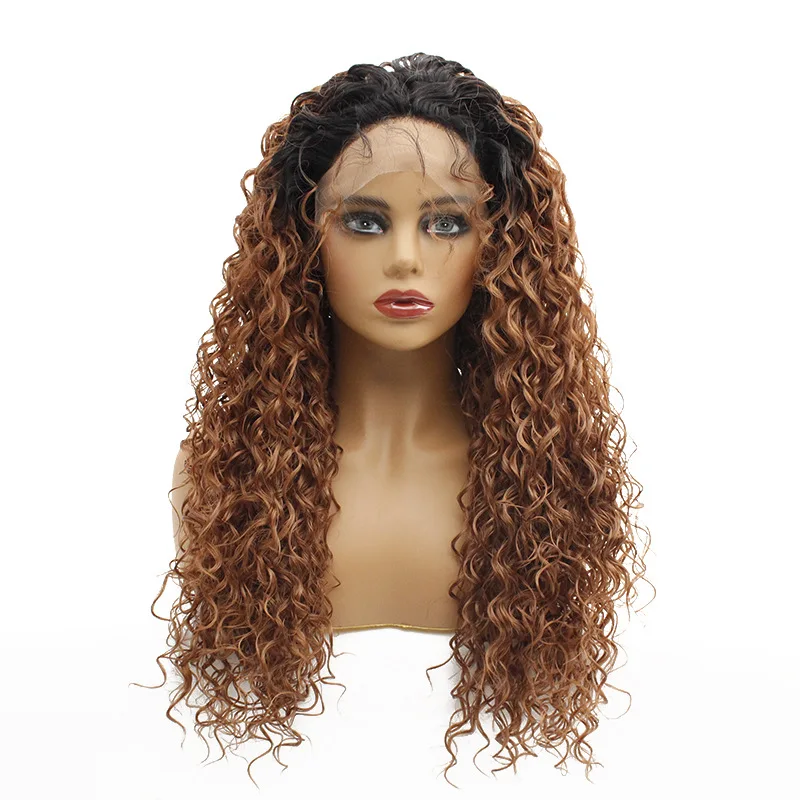 
Лидер продаж, парики из искусственных волос с глубокими вьющимися волосами спереди для черных женщин 