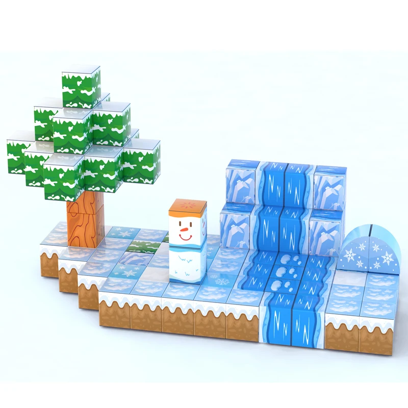 DIY Magnetic Square Cube My World Magnetic Building Block Children Assemble Toy Magnetic Blocks Puzzle For kids