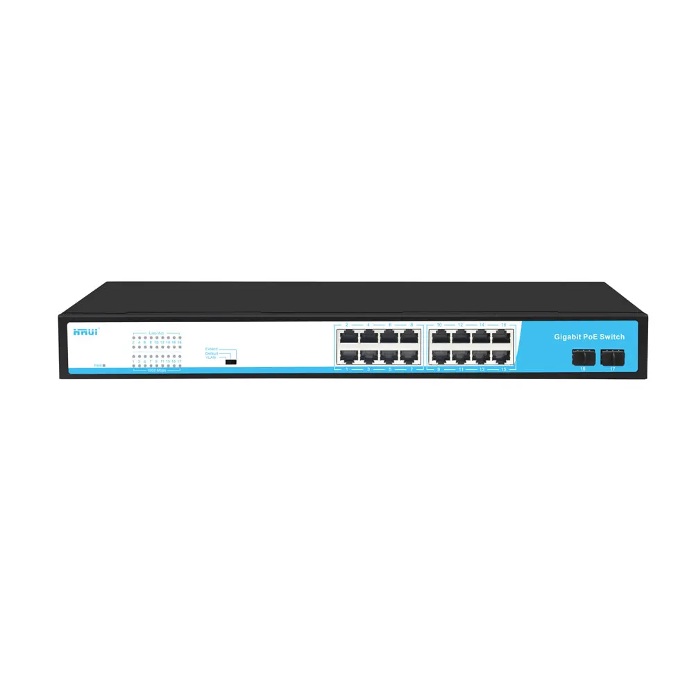 Горячая Распродажа хорошая цена без задержки VLAN 250m 2 SFP волоконный гигабитный стандарт Uplink 48 В PoE коммутатор 16