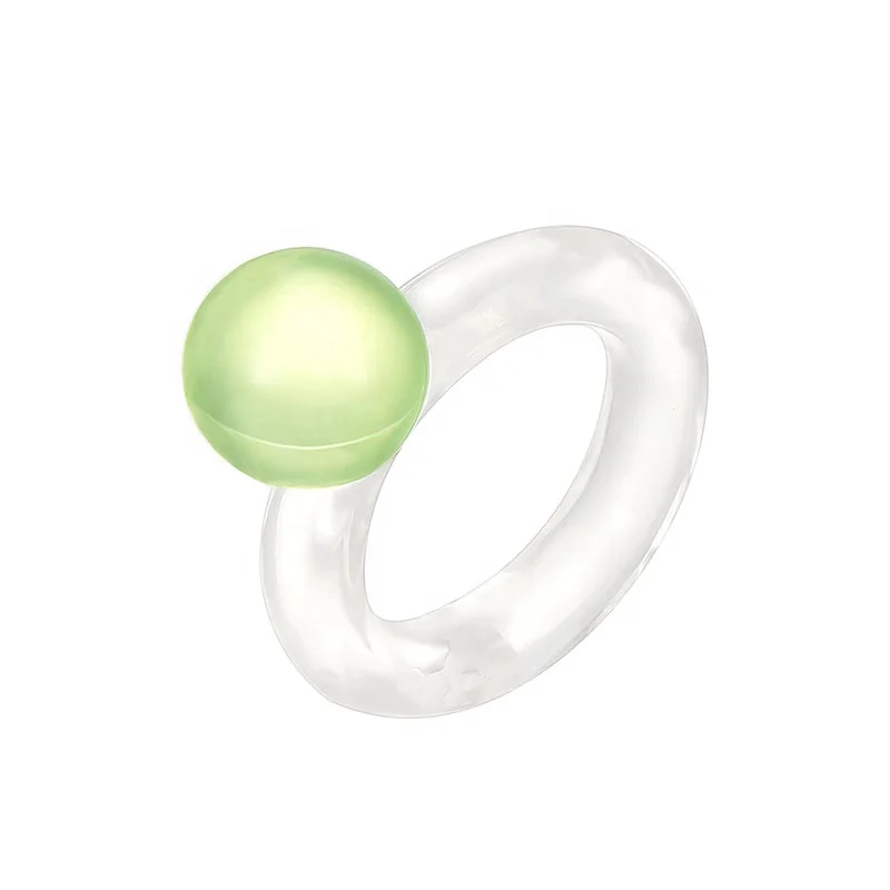 Wholesale New Arrival New Style Transparent Acrylic Ball Ring Candy Color Rings