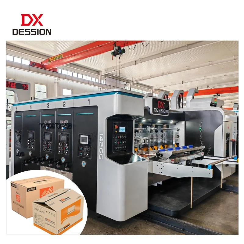 Automatic 4 color corrugated board printer machine corrugated cardboard carton pizza box Flexo Printing die cutting machine