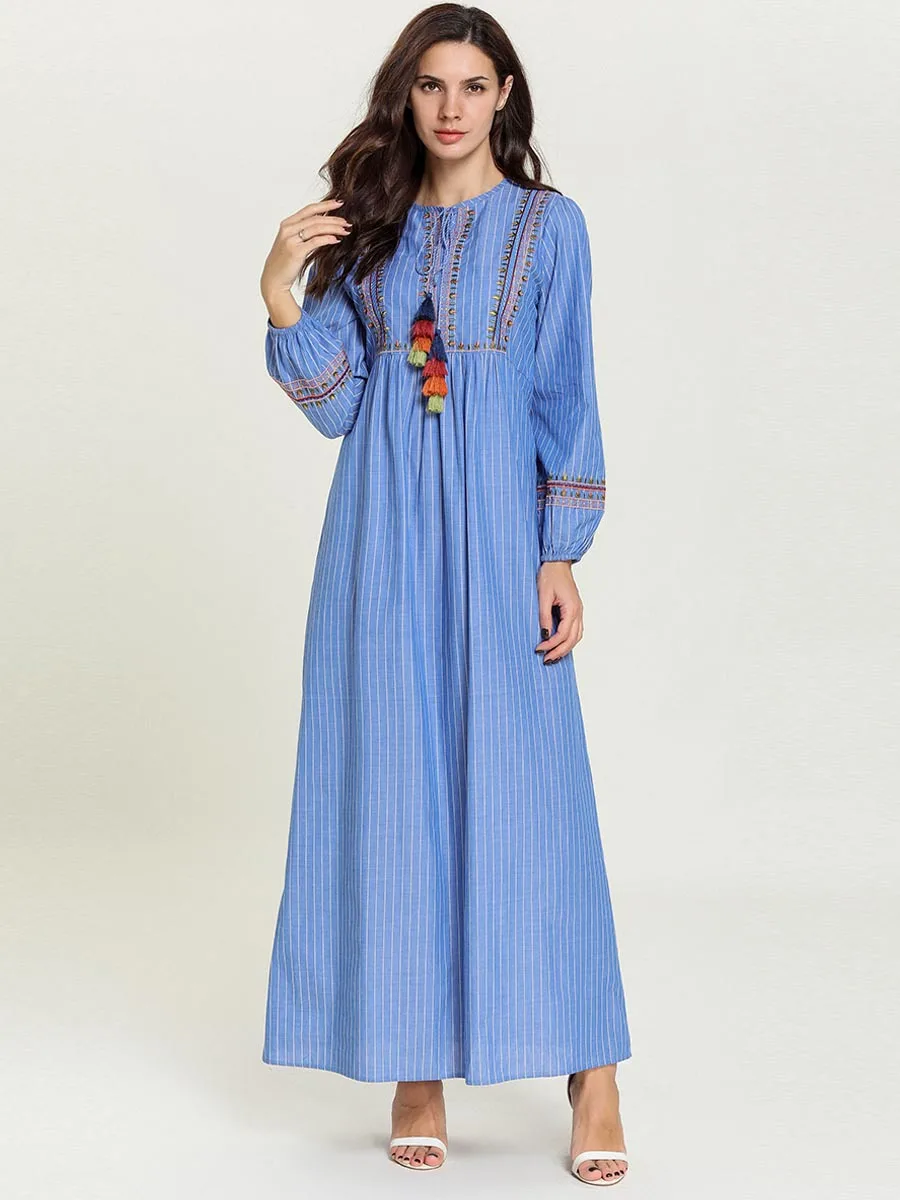 High quality Indonesia clothing plus size muslim casual women umbrella maxi dress
