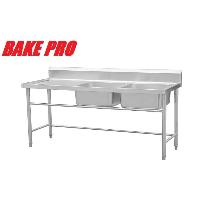 Hot selling stainless steel sink with bracket double groove stainless steel vertical commercial kitchen sink
