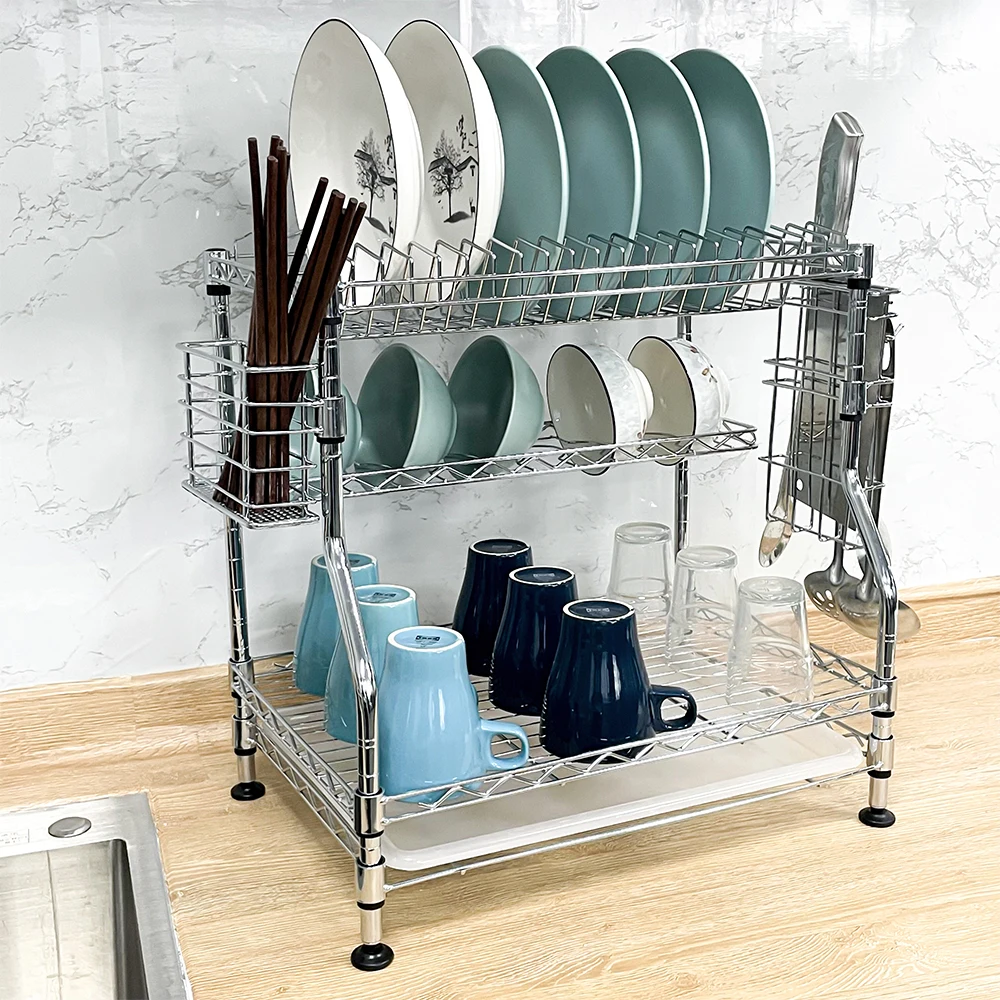 Special dish drainer automatic drain rack with accessories small kitchen simple bamboo dish drainer rack