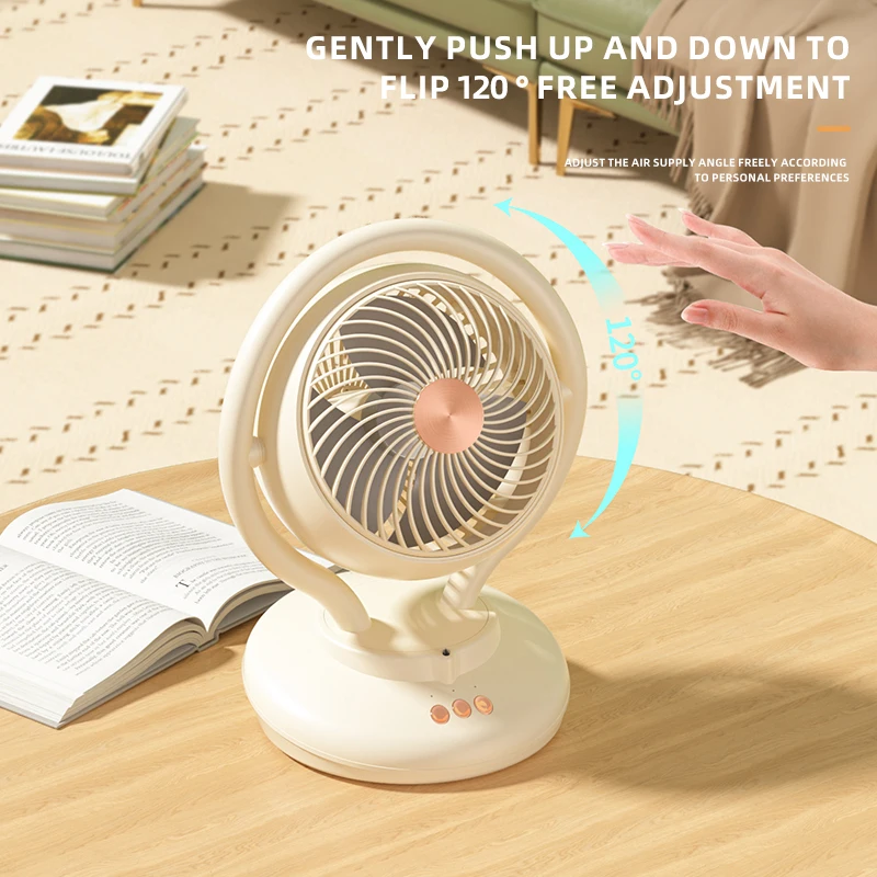 Comfort Cooling Three-Speed Airflow Low Noise Silent Negative Ion Desktop fan with Air Purification Wide Angle Air Supply