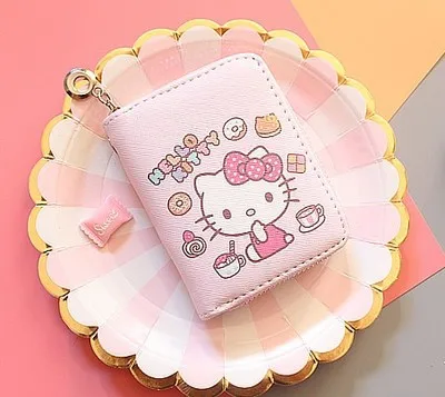 Кошелек для мелочи hello kitty с милым мультяшным рисунком Женский студенческий мини-кошелек на молнии Короткий держатель карт