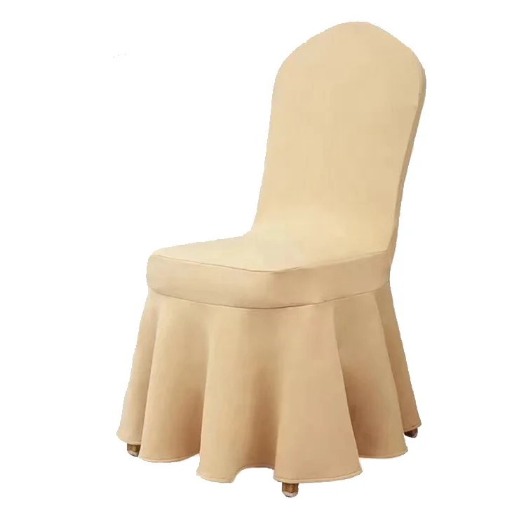 Hot selling high quality 220g customizable blue thickening comfortable elastic big wave skirt hotel banquet chair cover