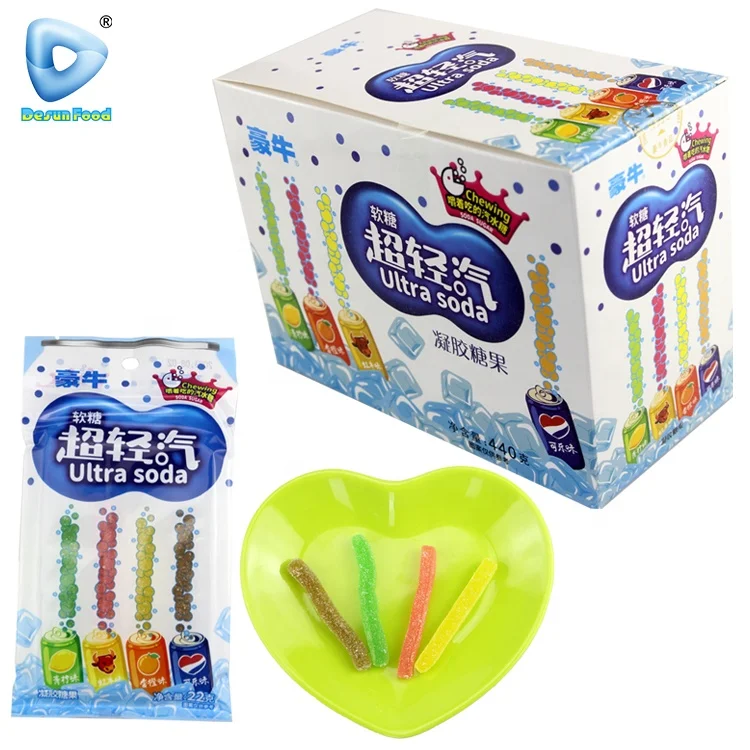 Wholesale Custom Ultra Soda Jelly Soft Candy Sugar Coated Gummy Candy