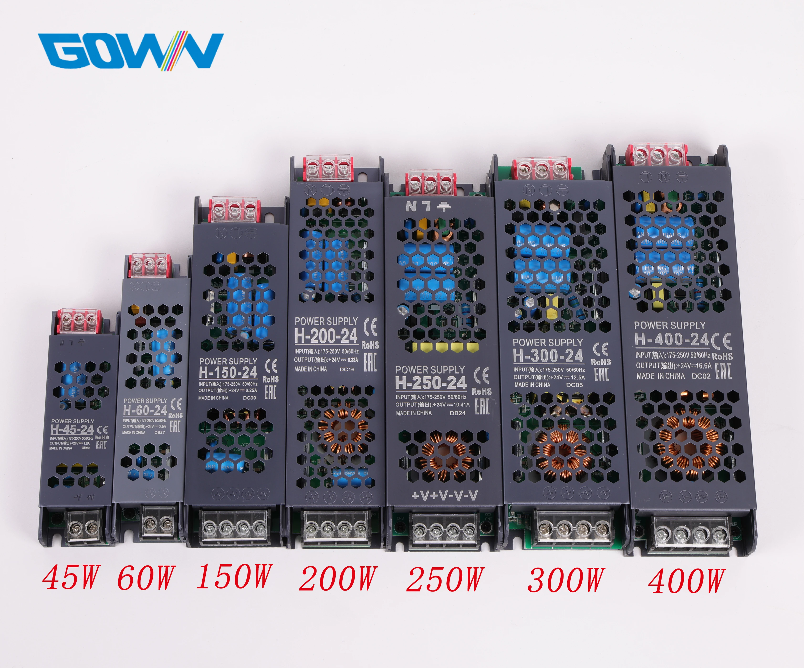 Led strips transformer AC110V 265V DC12V 24V 2.5A 5A 8.3A 12.5A 16.6A 25A 33.3A current led rectangular switching power supply