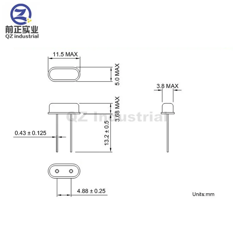 QZ shenzhen high quality 27.120M 27.120MHz HC-49S DIP Quartz Passive Crystal Oscillator