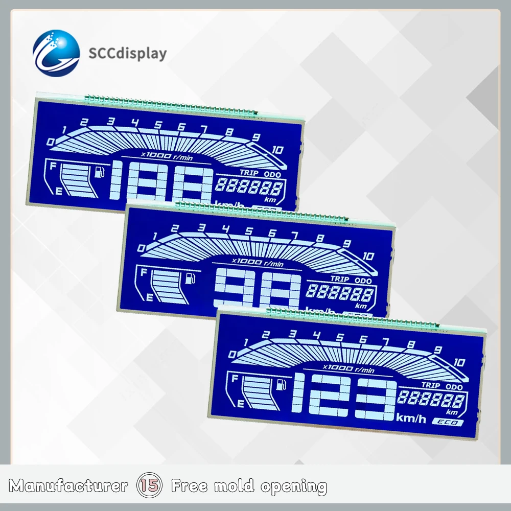 Factory quality products SJXDGW008 segment lcd display HTN blue Negative Vehicle mounted digital display  7 segment lcd display